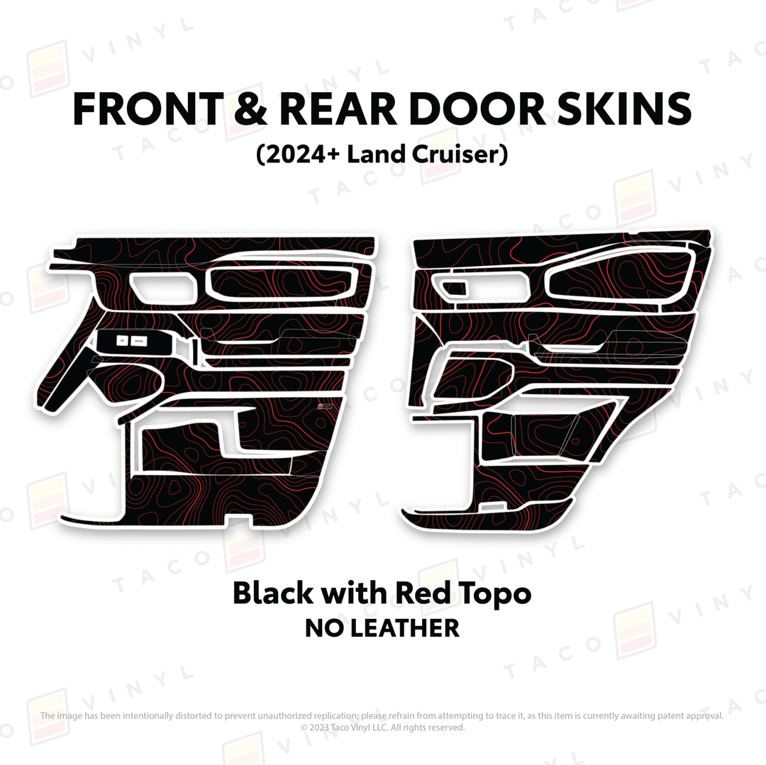 2024+ Land Cruiser 250 Door Skins | With Leather | Front Driver/Passenger | All Black (Most Popular) | Protective Vinyl