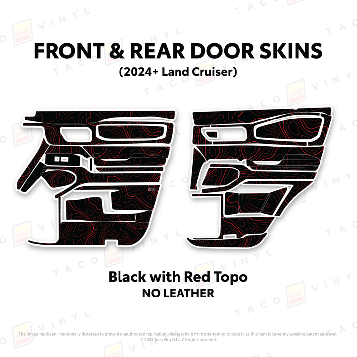 2024+ Land Cruiser 250 Door Skins | With Leather | Front Driver/Passenger | All Black (Most Popular) | Protective Vinyl