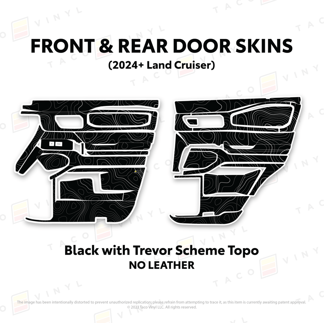 2024+ Land Cruiser 250 Door Skins | With Leather | Front Driver/Passenger | All Black (Most Popular) | Protective Vinyl