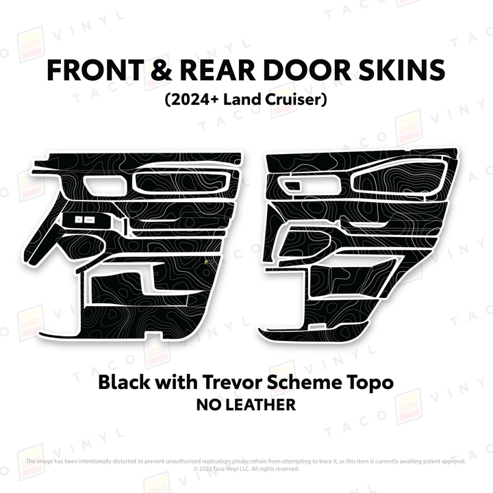 2024+ Land Cruiser 250 Door Skins | With Leather | Front Driver/Passenger | All Black (Most Popular) | Protective Vinyl