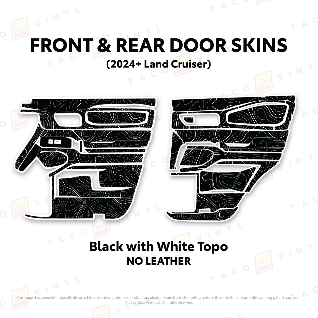 2024+ Land Cruiser 250 Door Skins | With Leather | Front Driver/Passenger | All Black (Most Popular) | Protective Vinyl