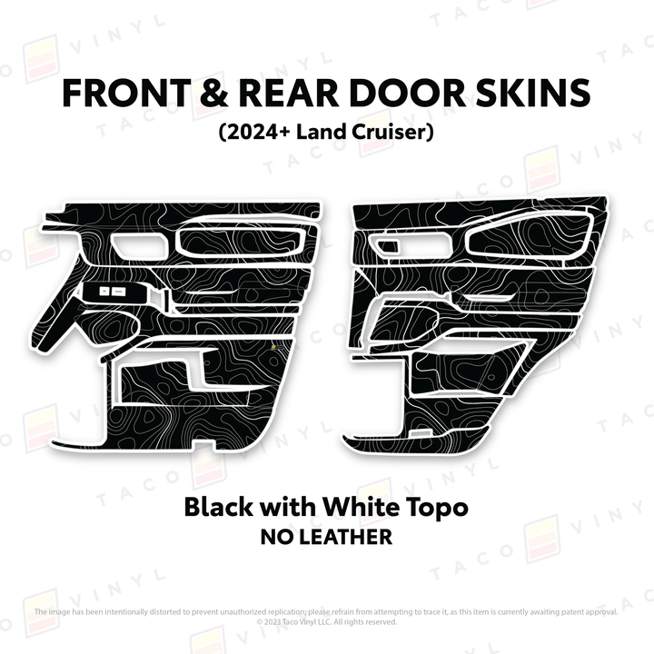 2024+ Land Cruiser 250 Door Skins | With Leather | Front Driver/Passenger | All Black (Most Popular) | Protective Vinyl