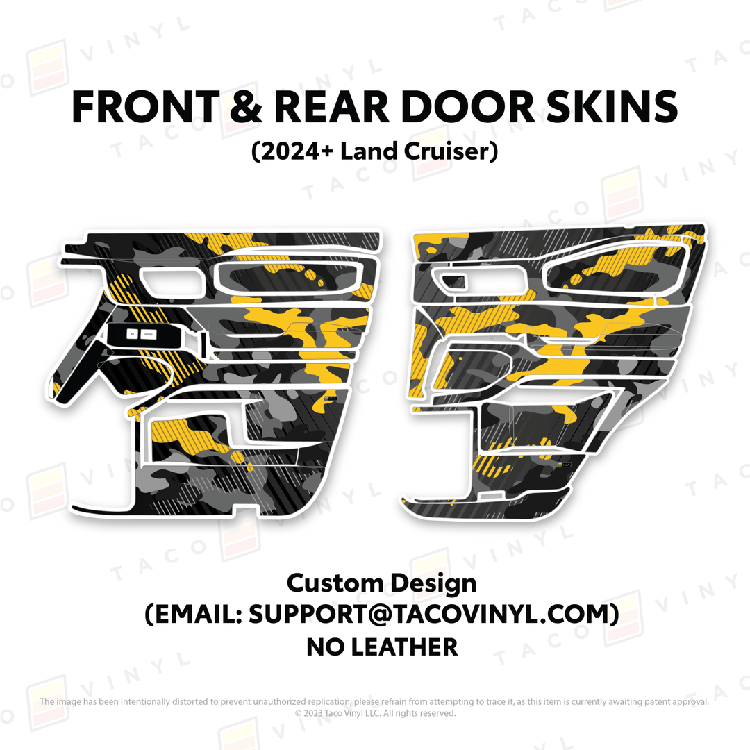 2024+ Land Cruiser 250 Door Skins | Without Leather | Front & Rear Driver/Passenger | Custom Design (Email: Support@tacovinyl.com) | Protective Vinyl