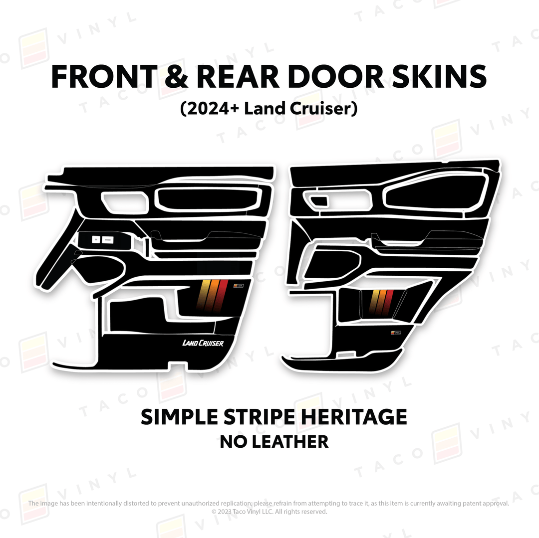 2024+ Land Cruiser 250 Door Skins | With Leather | Front Driver/Passenger | All Black (Most Popular) | Protective Vinyl