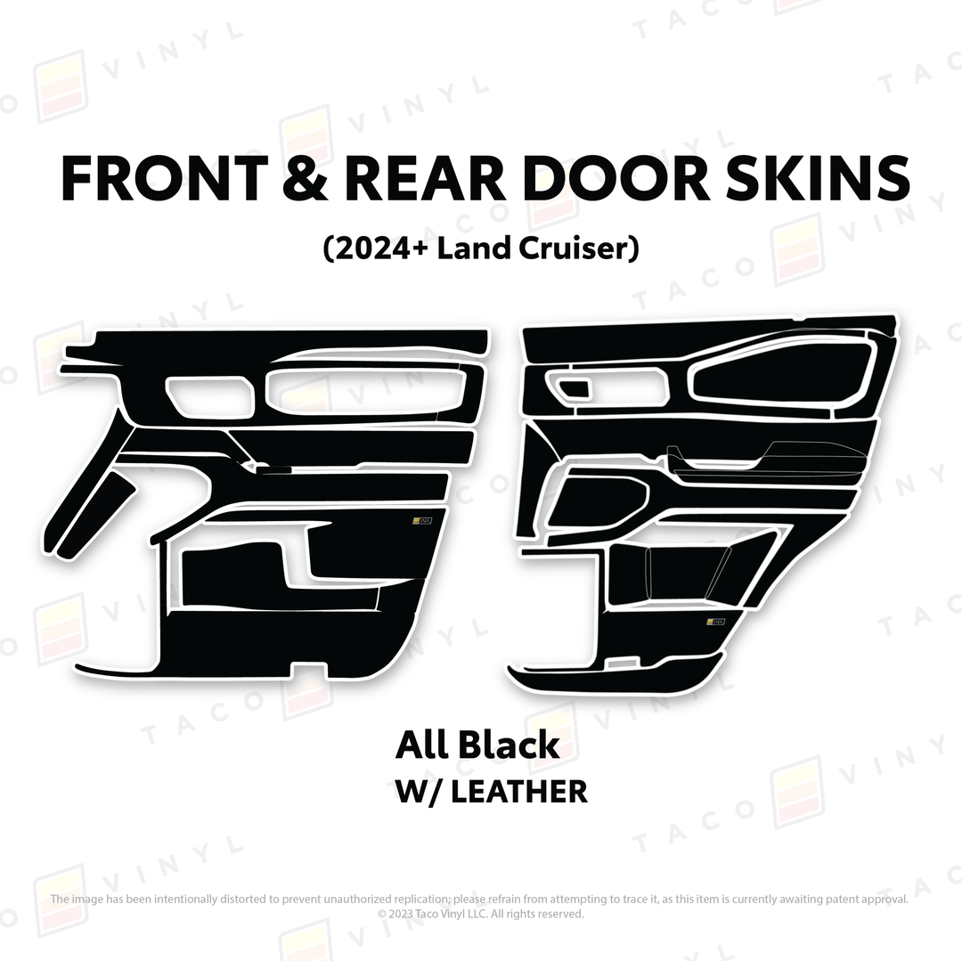 2024+ Land Cruiser 250 Door Skins | With Leather | Front Driver/Passenger | All Black (Most Popular) | Protective Vinyl