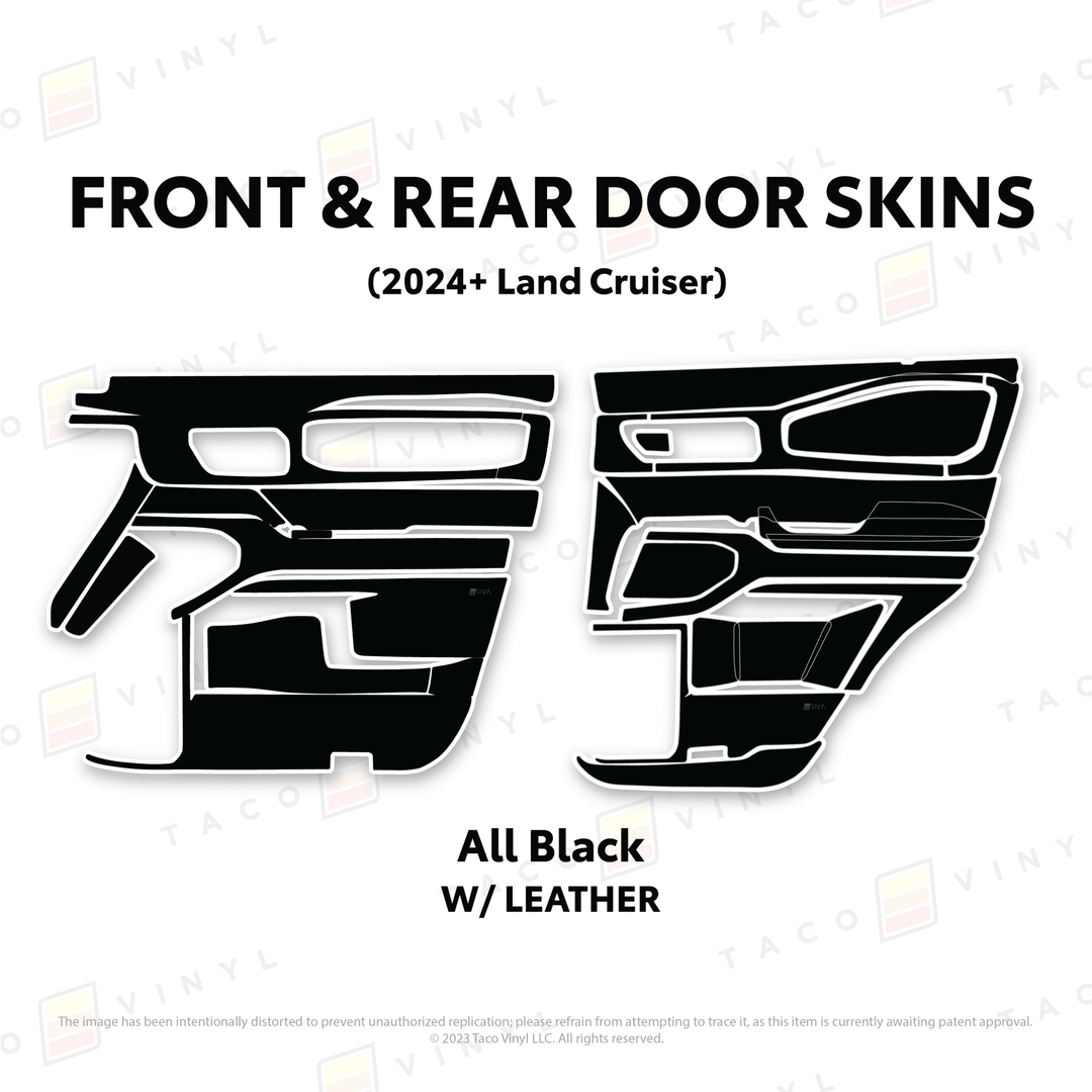 2024+ Land Cruiser 250 Door Skins | With Leather | Front & Rear Driver/Passenger | All Black (Most Popular) | Protective Vinyl