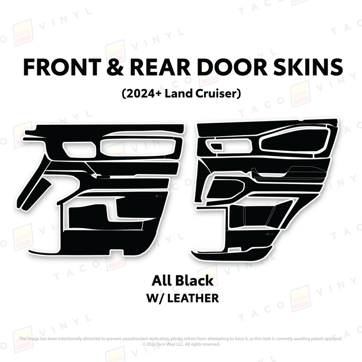 2024+ Land Cruiser 250 Door Skins | With Leather | Front & Rear Driver/Passenger | All Black (Most Popular) | Protective Vinyl
