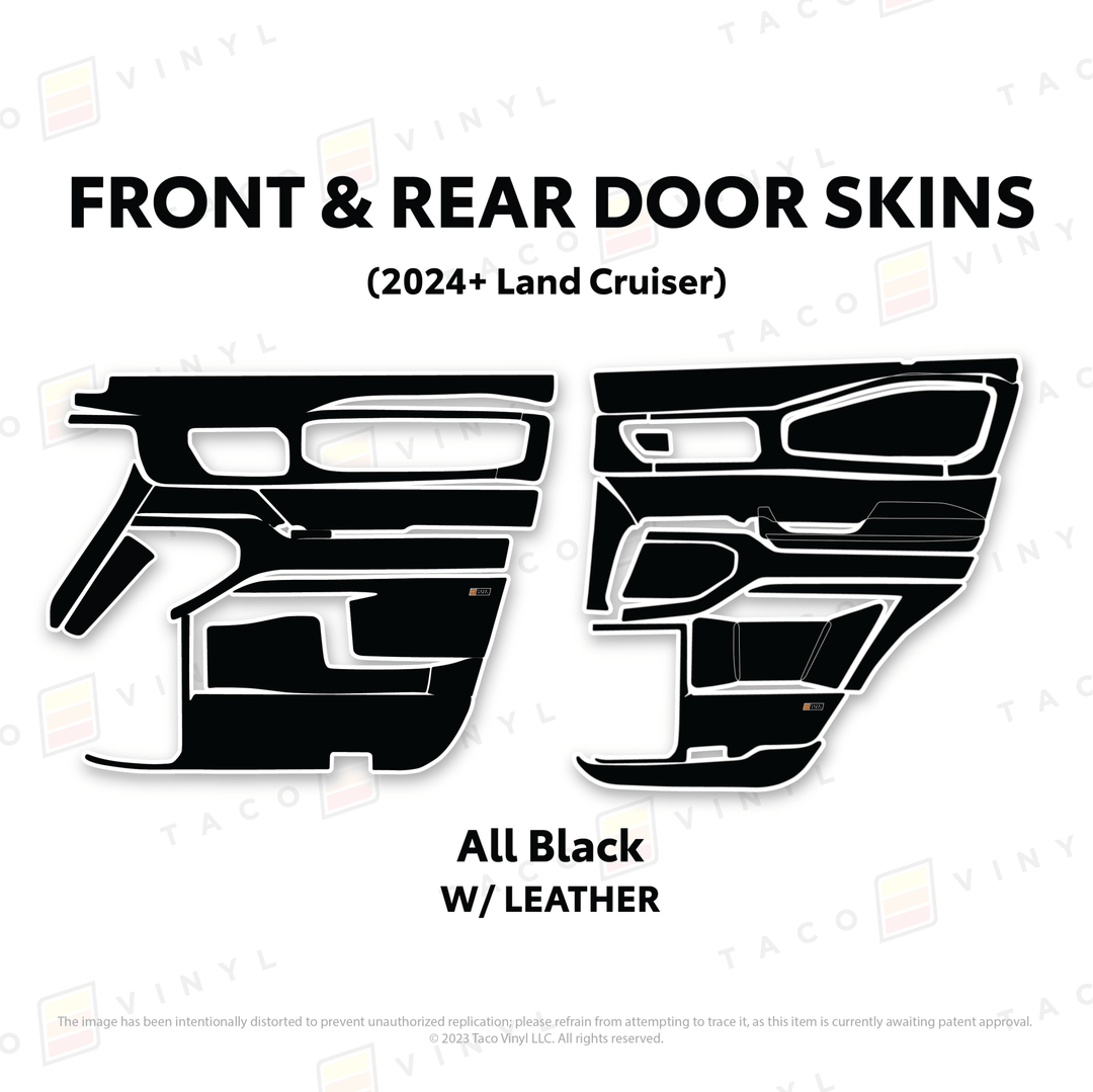 2024+ Land Cruiser 250 Door Skins | With Leather | Front Driver/Passenger | All Black (Most Popular) | Protective Vinyl