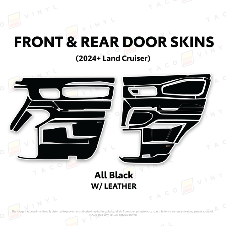 2024+ Land Cruiser 250 Door Skins | With Leather | Front Driver/Passenger | All Black (Most Popular) | Protective Vinyl