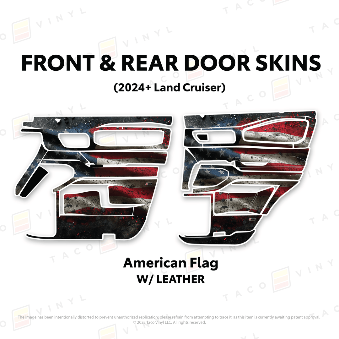 2024+ Land Cruiser 250 Door Skins | With Leather | Front Driver/Passenger | All Black (Most Popular) | Protective Vinyl
