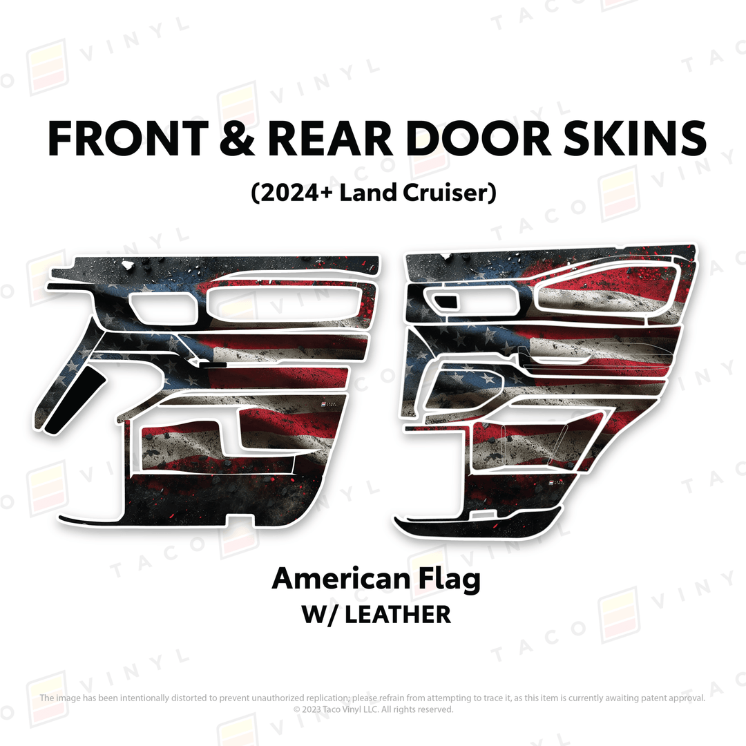 2024+ Land Cruiser 250 Door Skins | With Leather | Front & Rear Driver/Passenger | American Flag | Protective Vinyl