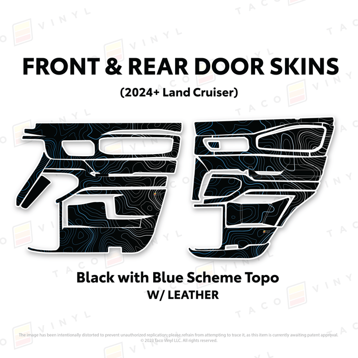 2024+ Land Cruiser 250 Door Skins | With Leather | Front Driver/Passenger | All Black (Most Popular) | Protective Vinyl