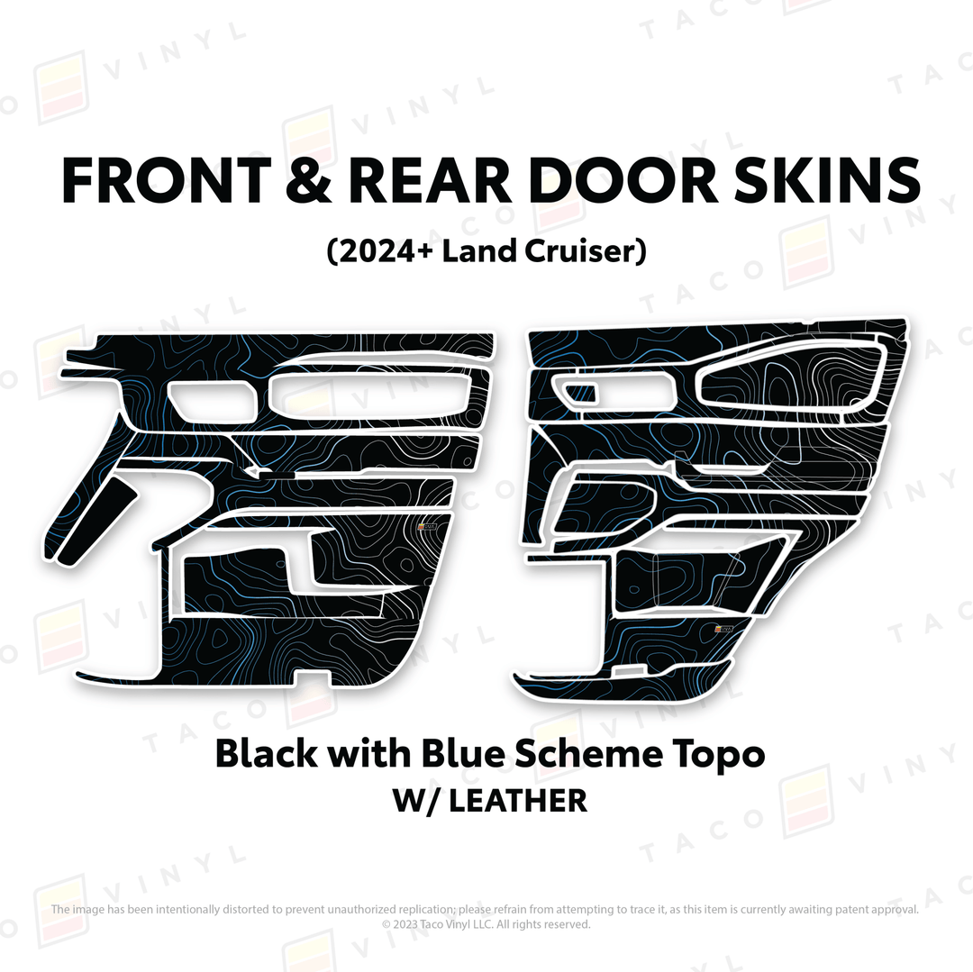2024+ Land Cruiser 250 Door Skins | With Leather | Front Driver/Passenger | All Black (Most Popular) | Protective Vinyl