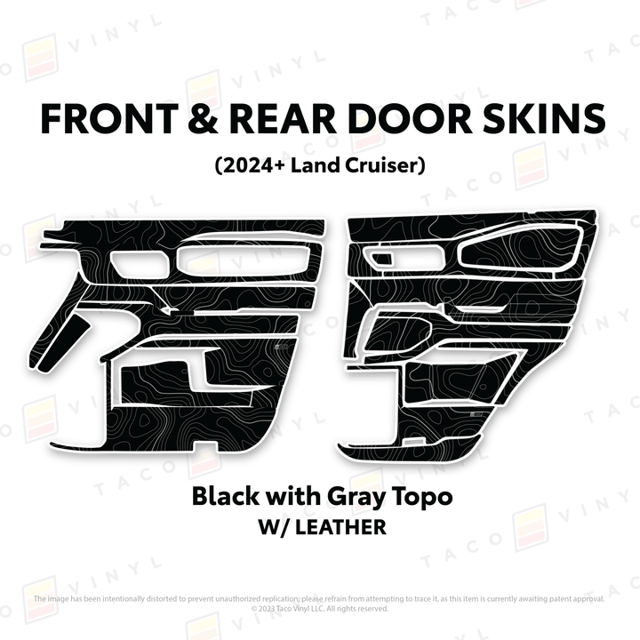 2024+ Land Cruiser 250 Door Skins | With Leather | Front Driver/Passenger | All Black (Most Popular) | Protective Vinyl