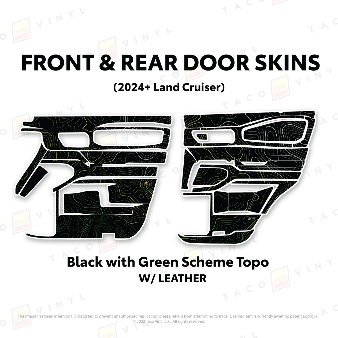 2024+ Land Cruiser 250 Door Skins | With Leather | Front Driver/Passenger | All Black (Most Popular) | Protective Vinyl