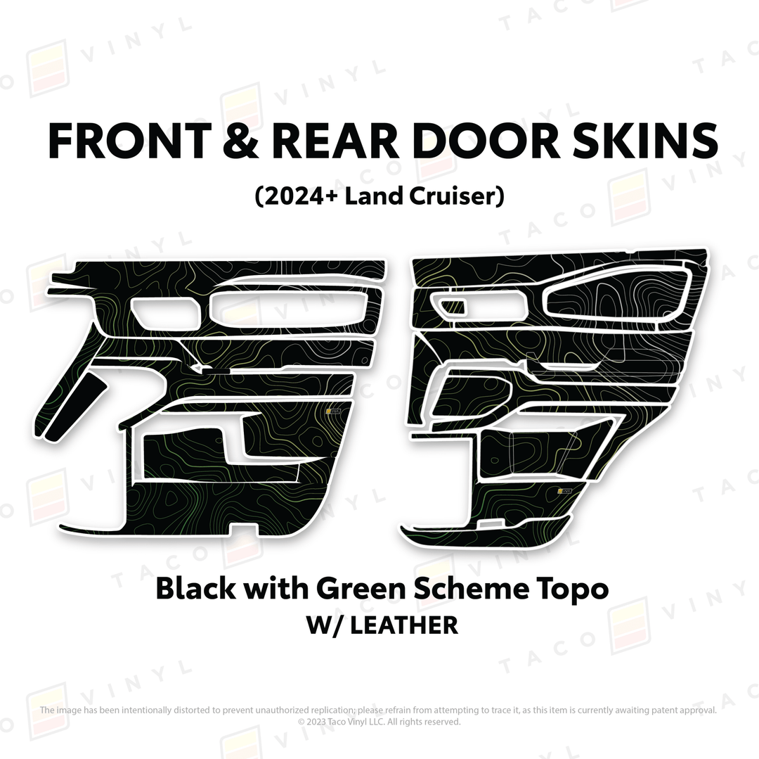 2024+ Land Cruiser 250 Door Skins | With Leather | Front Driver/Passenger | All Black (Most Popular) | Protective Vinyl