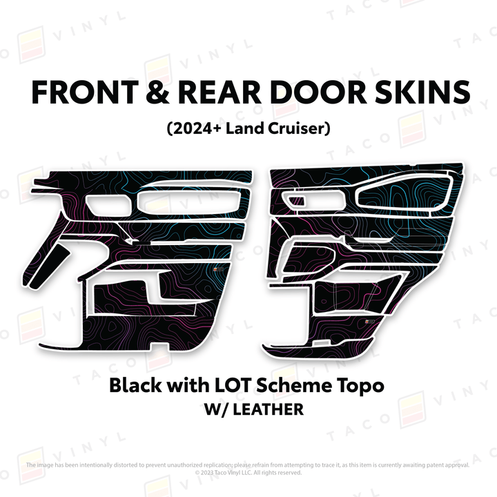 2024+ Land Cruiser 250 Door Skins | With Leather | Front Driver/Passenger | All Black (Most Popular) | Protective Vinyl