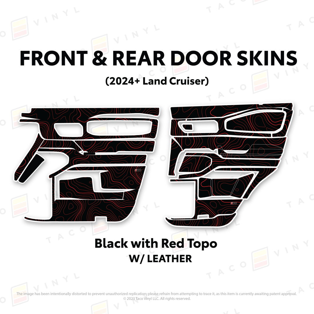 2024+ Land Cruiser 250 Door Skins | With Leather | Front Driver/Passenger | All Black (Most Popular) | Protective Vinyl