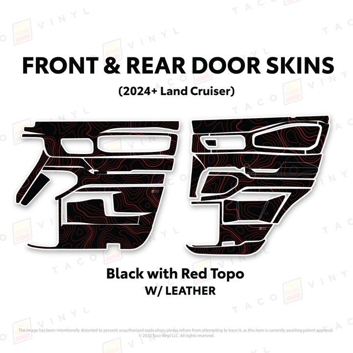 2024+ Land Cruiser 250 Door Skins | With Leather | Front Driver/Passenger | All Black (Most Popular) | Protective Vinyl