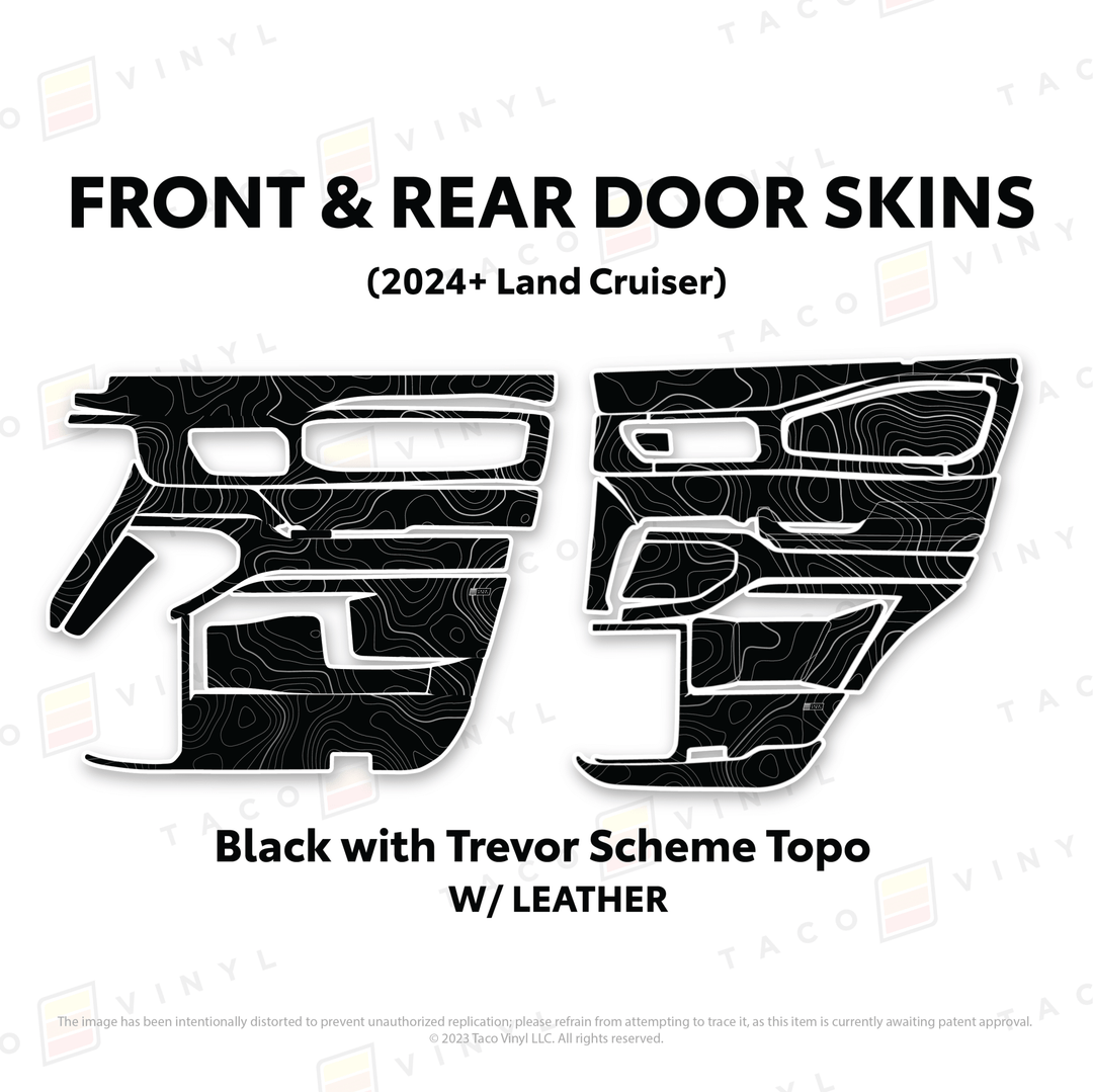 2024+ Land Cruiser 250 Door Skins | With Leather | Front Driver/Passenger | All Black (Most Popular) | Protective Vinyl