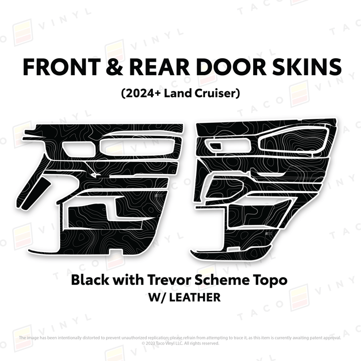 2024+ Land Cruiser 250 Door Skins | With Leather | Front Driver/Passenger | All Black (Most Popular) | Protective Vinyl
