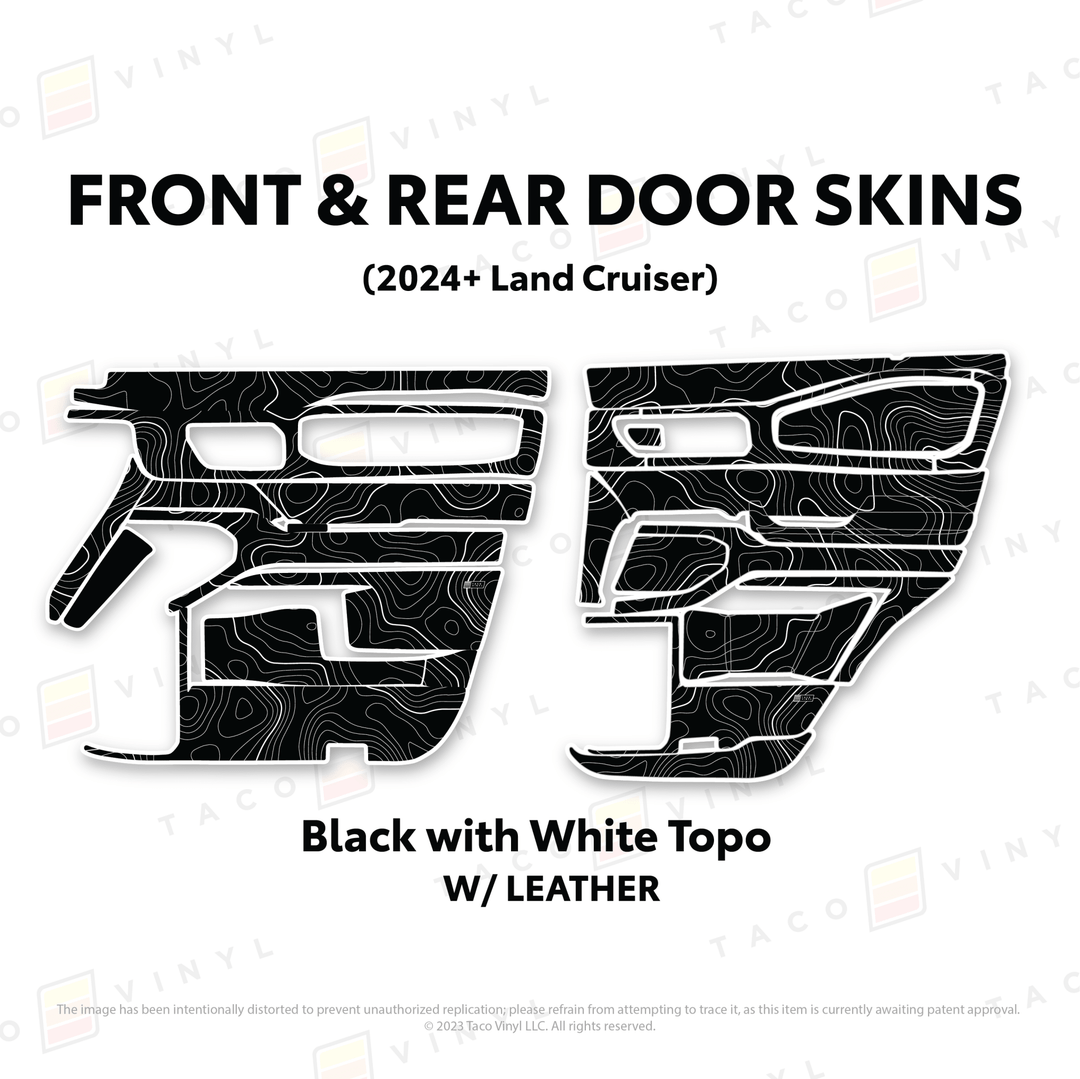 2024+ Land Cruiser 250 Door Skins | With Leather | Front Driver/Passenger | All Black (Most Popular) | Protective Vinyl