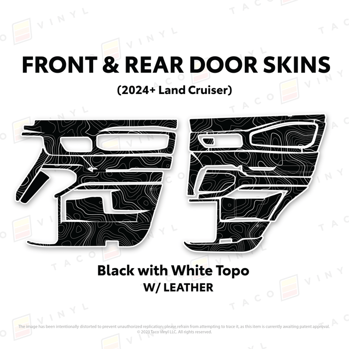 2024+ Land Cruiser 250 Door Skins | With Leather | Front Driver/Passenger | All Black (Most Popular) | Protective Vinyl