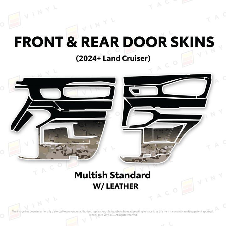 2024+ Land Cruiser 250 Door Skins | With Leather | Front & Rear Driver/Passenger | Multish Standard Camo | Protective Vinyl