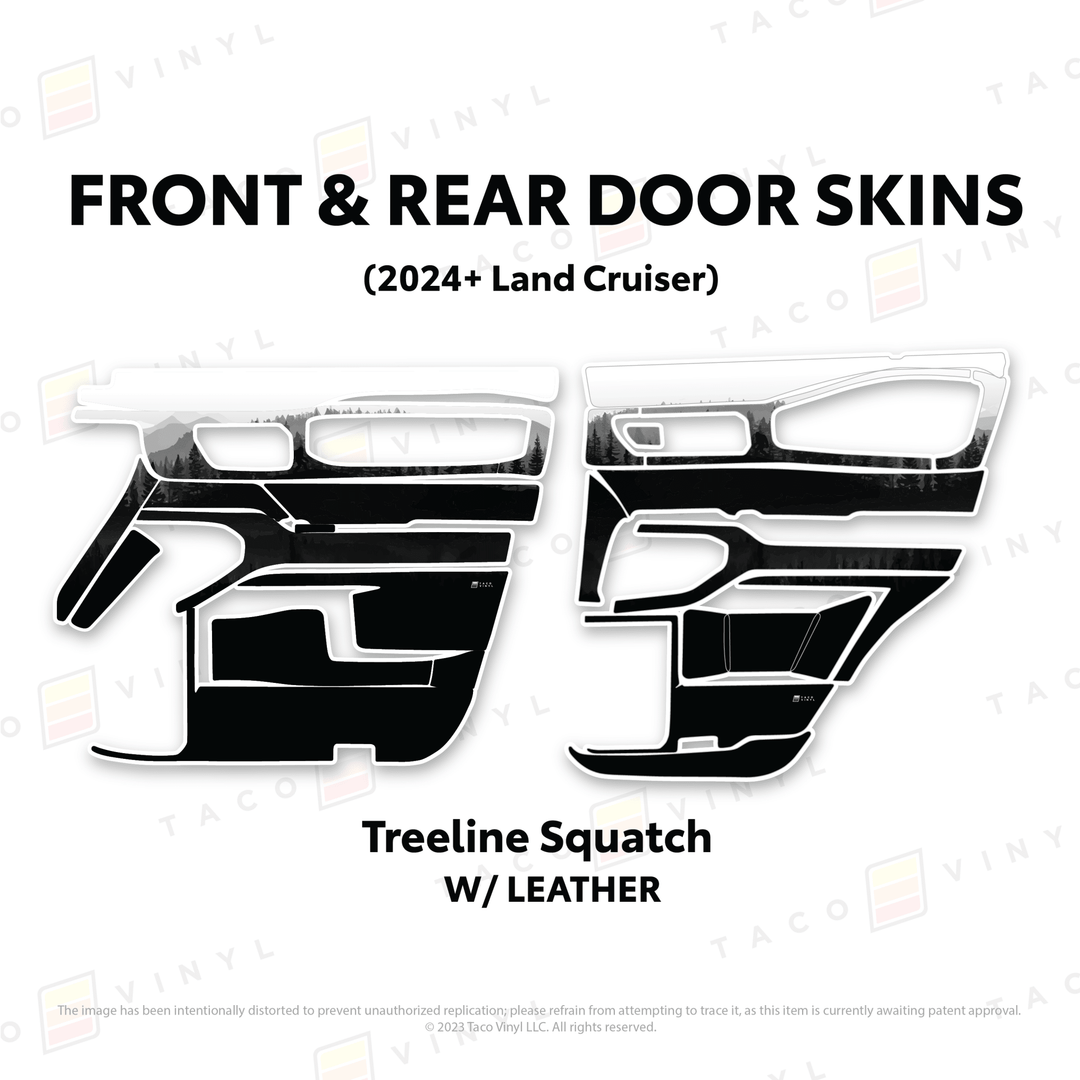 2024+ Land Cruiser 250 Door Skins | With Leather | Front & Rear Driver/Passenger | Treeline Squatch | Protective Vinyl