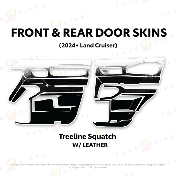 2024+ Land Cruiser 250 Door Skins | With Leather | Front & Rear Driver/Passenger | Treeline Squatch | Protective Vinyl