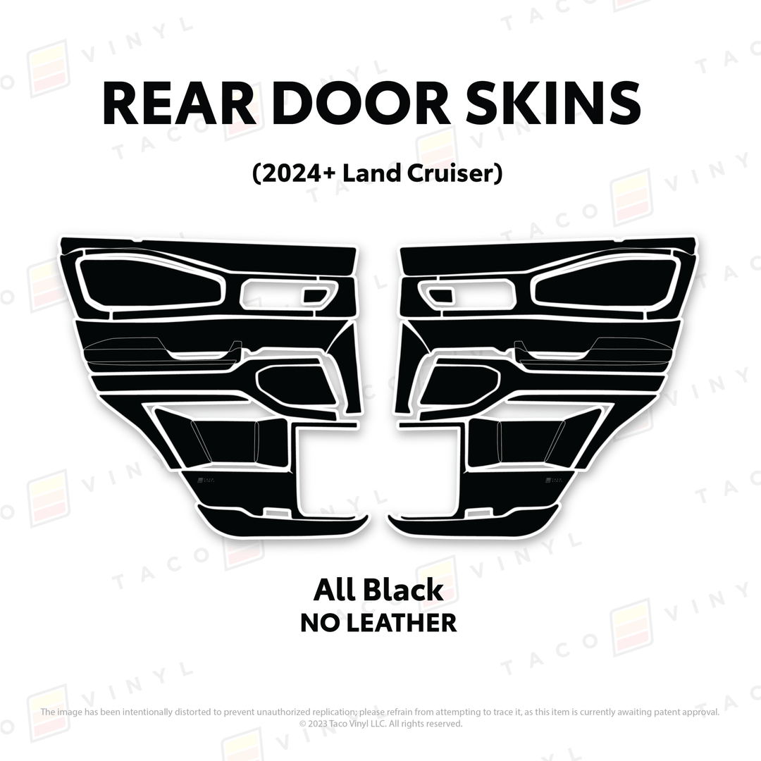 2024+ Land Cruiser 250 Door Skins | Without Leather | Rear Driver/Passenger | All Black (Most Popular) | Protective Vinyl