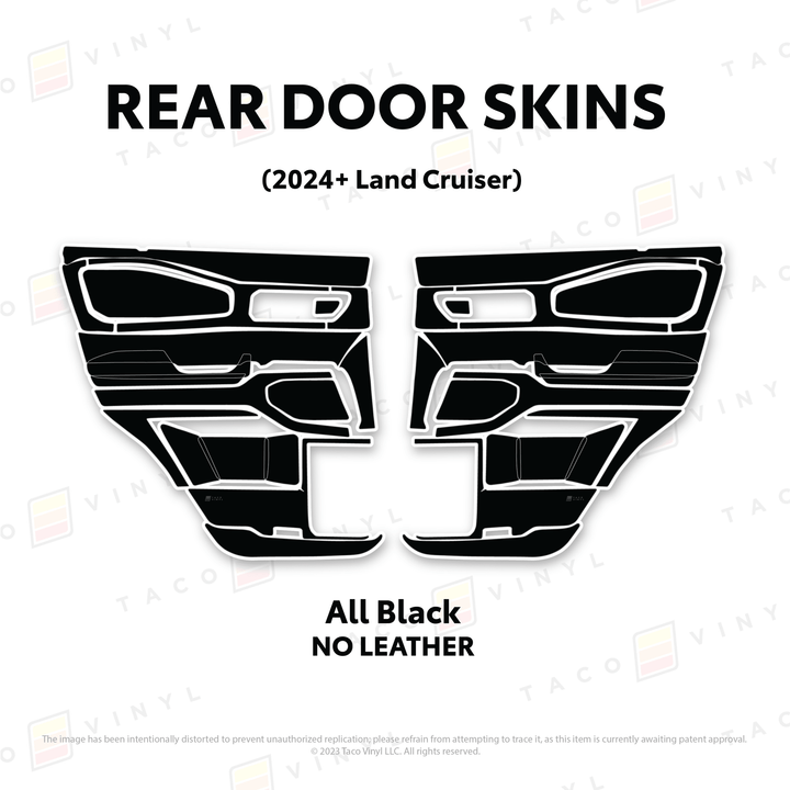 2024+ Land Cruiser 250 Door Skins | Without Leather | Rear Driver/Passenger | All Black (Most Popular) | Protective Vinyl