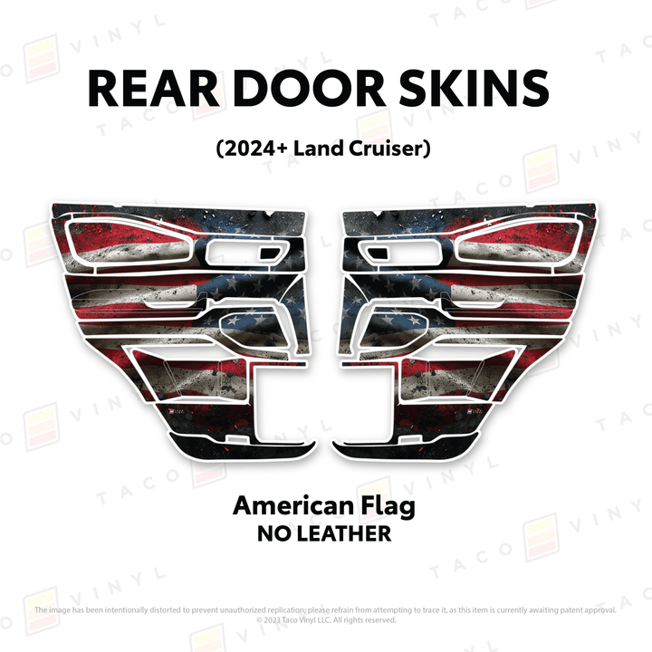 2024+ Land Cruiser 250 Door Skins | Without Leather | Rear Driver/Passenger | American Flag | Protective Vinyl