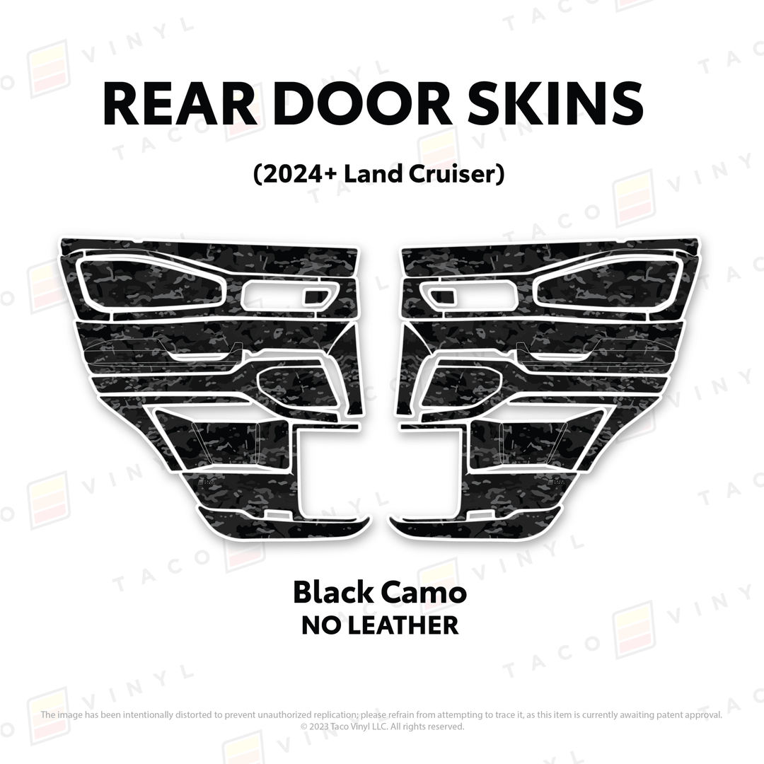 2024+ Land Cruiser 250 Door Skins | Without Leather | Rear Driver/Passenger | Black Camo | Protective Vinyl
