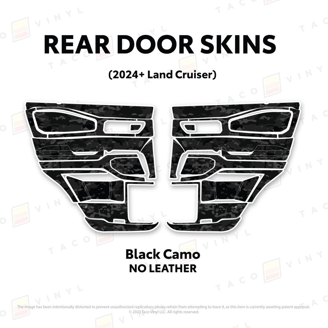 2024+ Land Cruiser 250 Door Skins | With Leather | Front Driver/Passenger | All Black (Most Popular) | Protective Vinyl