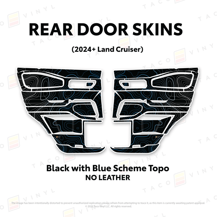 2024+ Land Cruiser 250 Door Skins | With Leather | Front Driver/Passenger | All Black (Most Popular) | Protective Vinyl