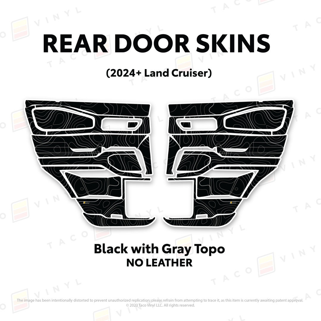 2024+ Land Cruiser 250 Door Skins | With Leather | Front Driver/Passenger | All Black (Most Popular) | Protective Vinyl