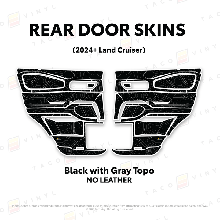 2024+ Land Cruiser 250 Door Skins | With Leather | Front Driver/Passenger | All Black (Most Popular) | Protective Vinyl