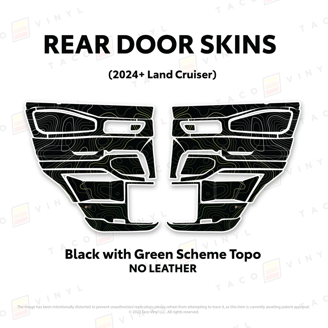 2024+ Land Cruiser 250 Door Skins | With Leather | Front Driver/Passenger | All Black (Most Popular) | Protective Vinyl