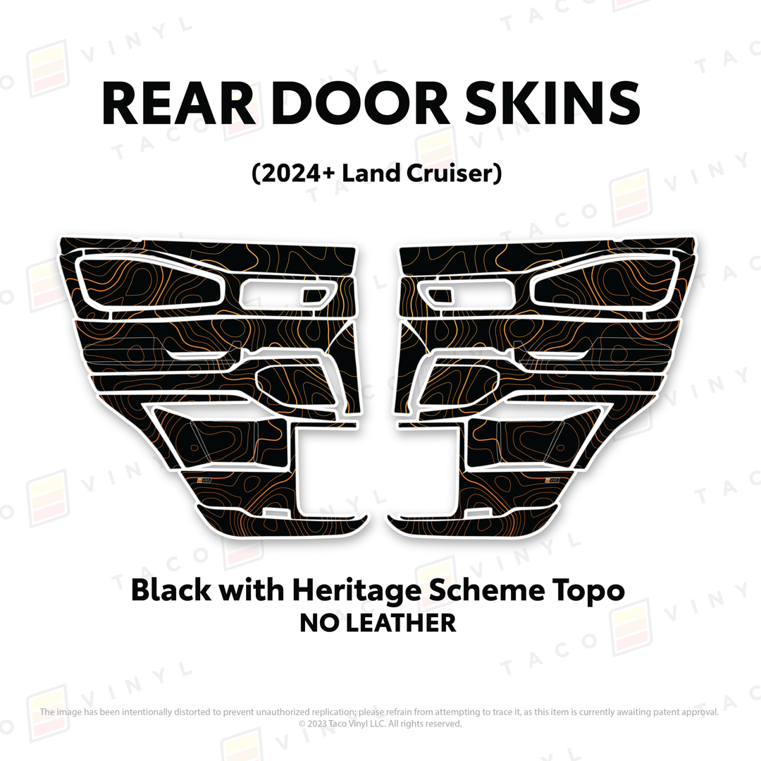 2024+ Land Cruiser 250 Door Skins | With Leather | Front Driver/Passenger | All Black (Most Popular) | Protective Vinyl