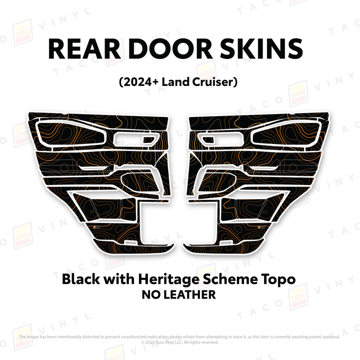 2024+ Land Cruiser 250 Door Skins | With Leather | Front Driver/Passenger | All Black (Most Popular) | Protective Vinyl