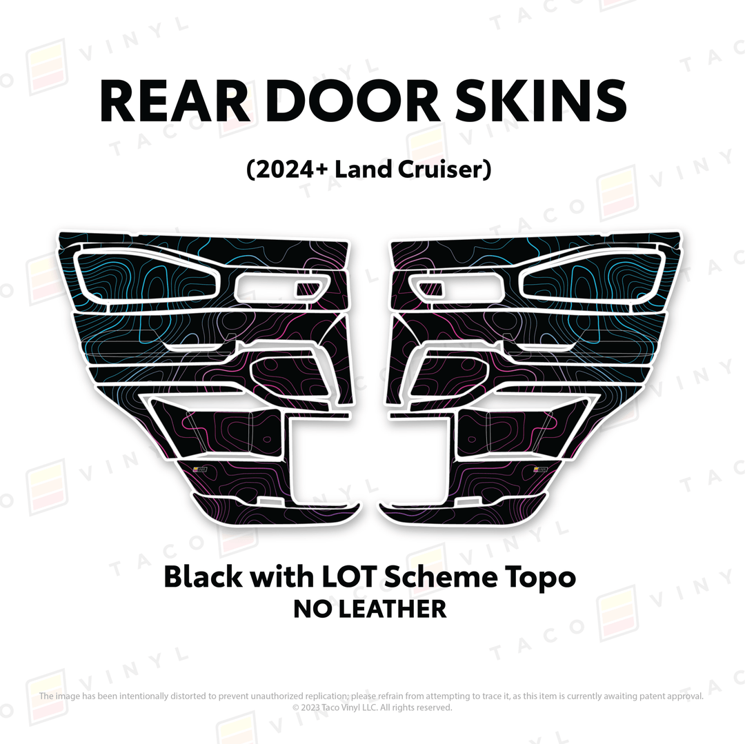 2024+ Land Cruiser 250 Door Skins | With Leather | Front Driver/Passenger | All Black (Most Popular) | Protective Vinyl