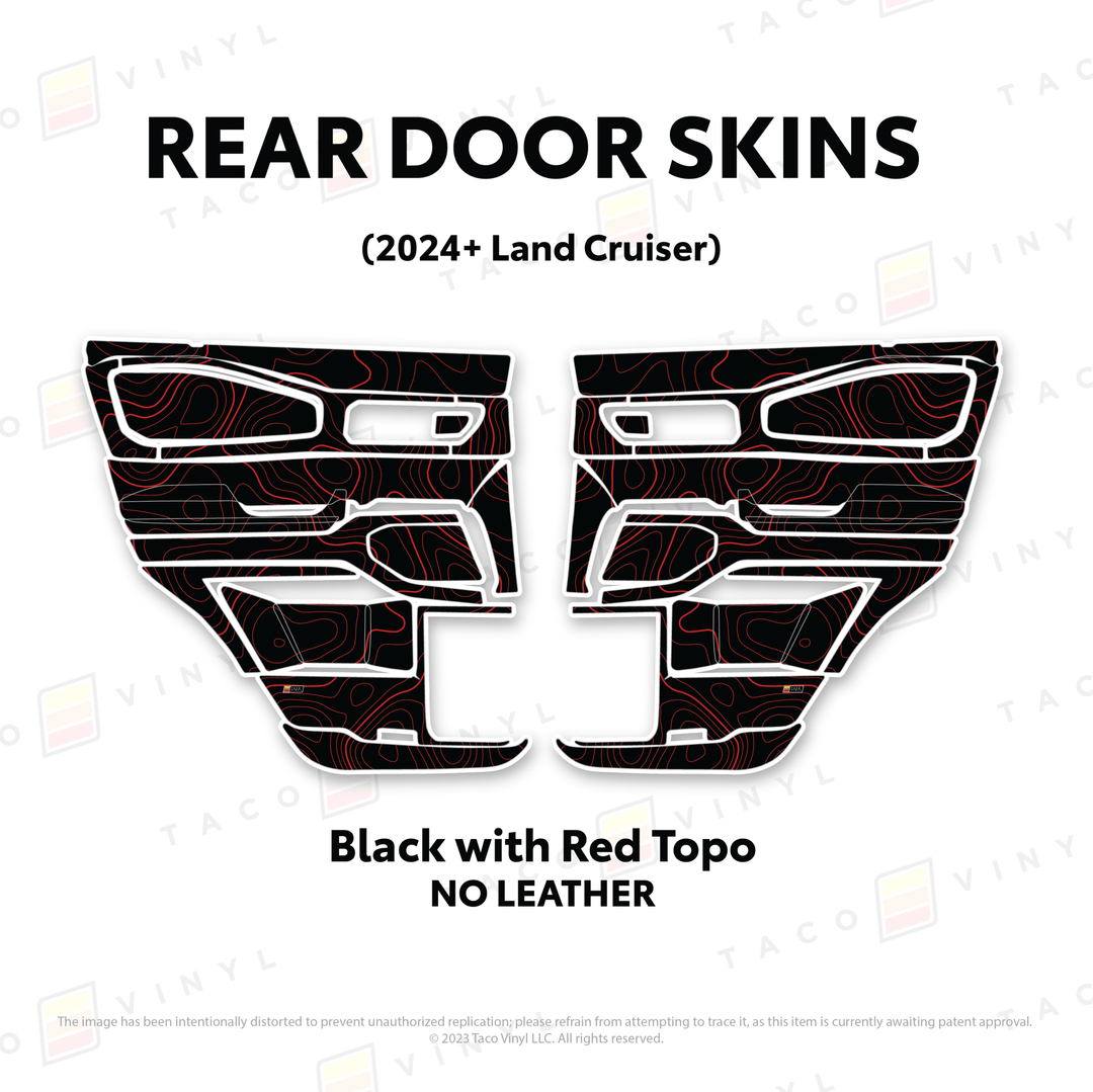 2024+ Land Cruiser 250 Door Skins | With Leather | Front Driver/Passenger | All Black (Most Popular) | Protective Vinyl
