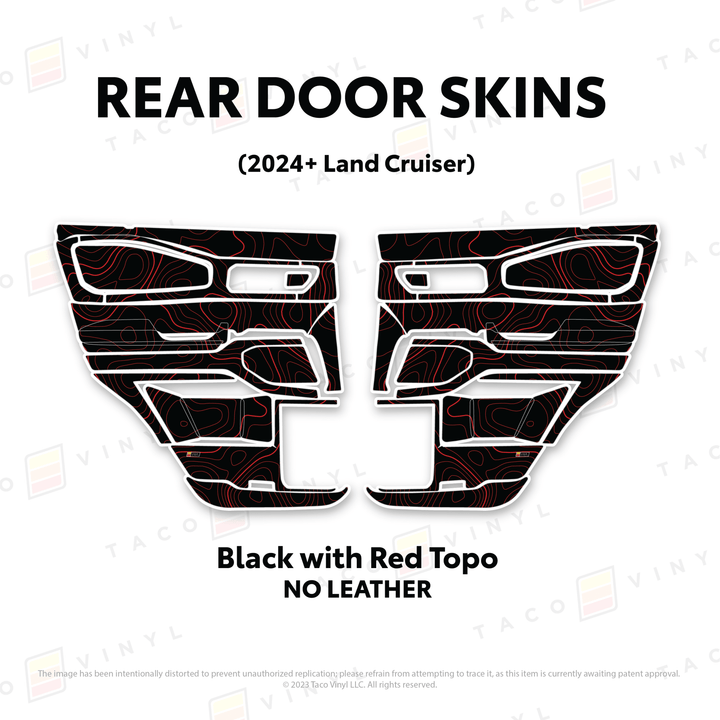 2024+ Land Cruiser 250 Door Skins | With Leather | Front Driver/Passenger | All Black (Most Popular) | Protective Vinyl