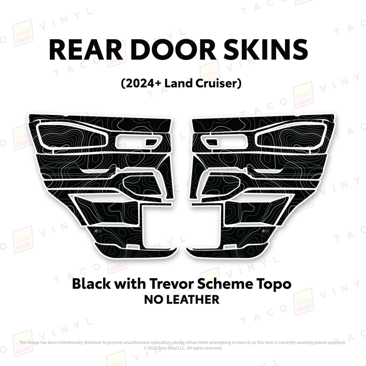 2024+ Land Cruiser 250 Door Skins | With Leather | Front Driver/Passenger | All Black (Most Popular) | Protective Vinyl