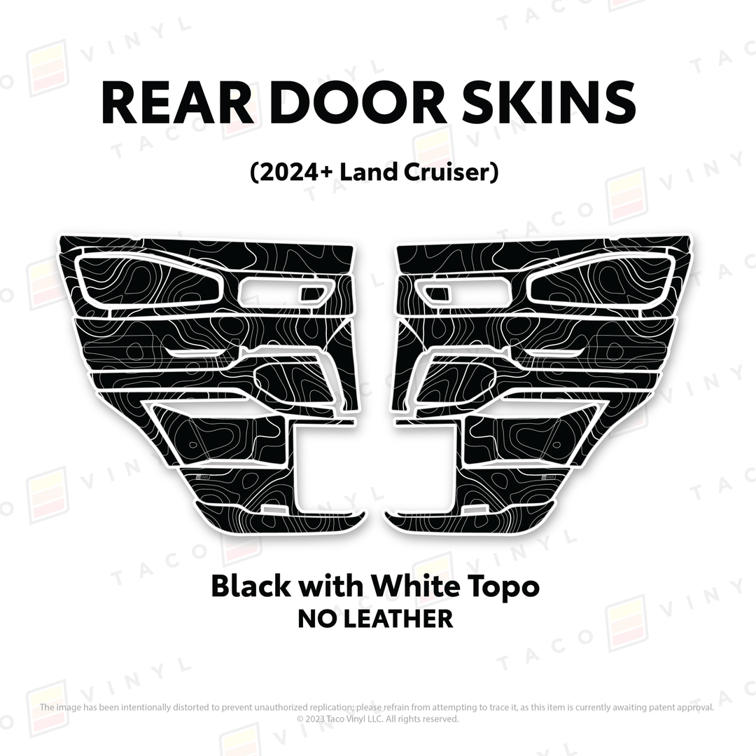 2024+ Land Cruiser 250 Door Skins | With Leather | Front Driver/Passenger | All Black (Most Popular) | Protective Vinyl