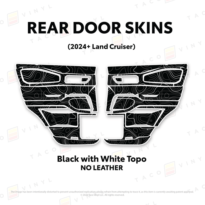 2024+ Land Cruiser 250 Door Skins | With Leather | Front Driver/Passenger | All Black (Most Popular) | Protective Vinyl