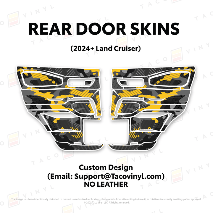 2024+ Land Cruiser 250 Door Skins | Without Leather | Rear Driver/Passenger | Custom Design (Email: Support@tacovinyl.com) | Protective Vinyl