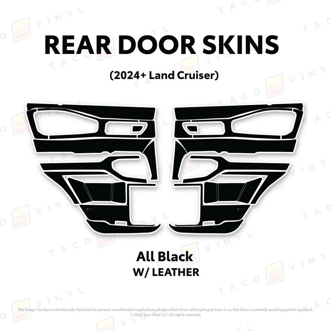 2024+ Land Cruiser 250 Door Skins | With Leather | Rear Driver/Passenger | All Black (Most Popular) | Protective Vinyl