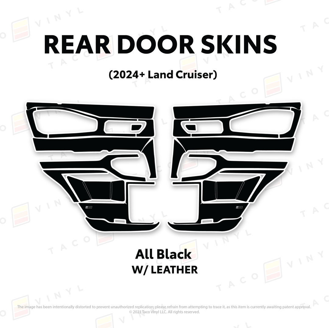 2024+ Land Cruiser 250 Door Skins | With Leather | Front Driver/Passenger | All Black (Most Popular) | Protective Vinyl